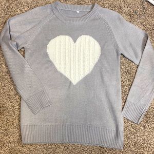 SERIOUSLY…HOW CUTE IS THIS! NEW W/O Tags. Grey Sweater with Off White Heart 🤍